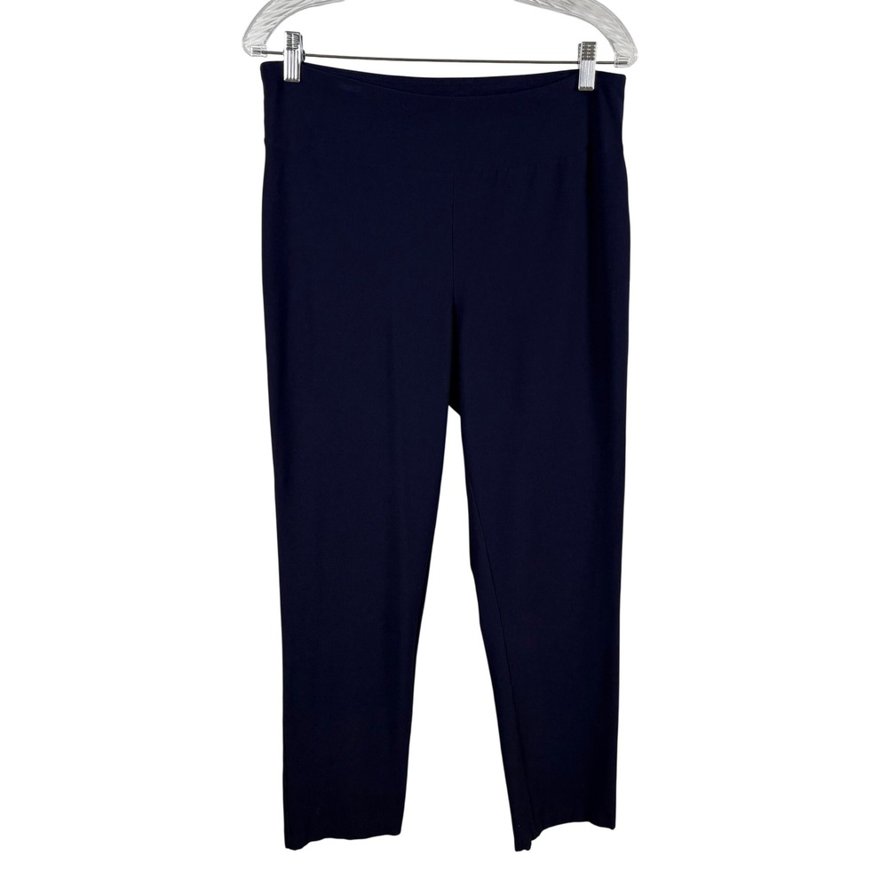Eileen Fisher Crepe Knit Ankle Pants M Blue Stretch Minimalist Career Capsule